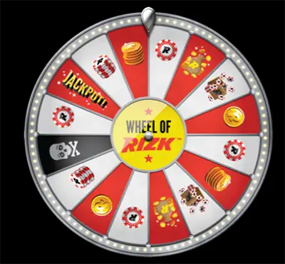 The famous Wheel of Rizk interactive bonus feature
